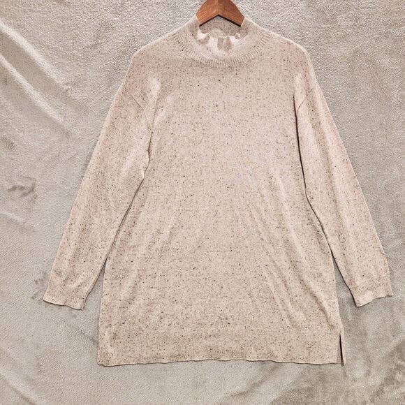 J. Jill Oatmeal Speckled Mock Neck Long Sleeve Lightweight Sweater Size Large - Picture 1 of 11